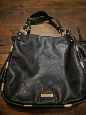 Jessica Simpson Black Shoulder Bag with Gold Hardware